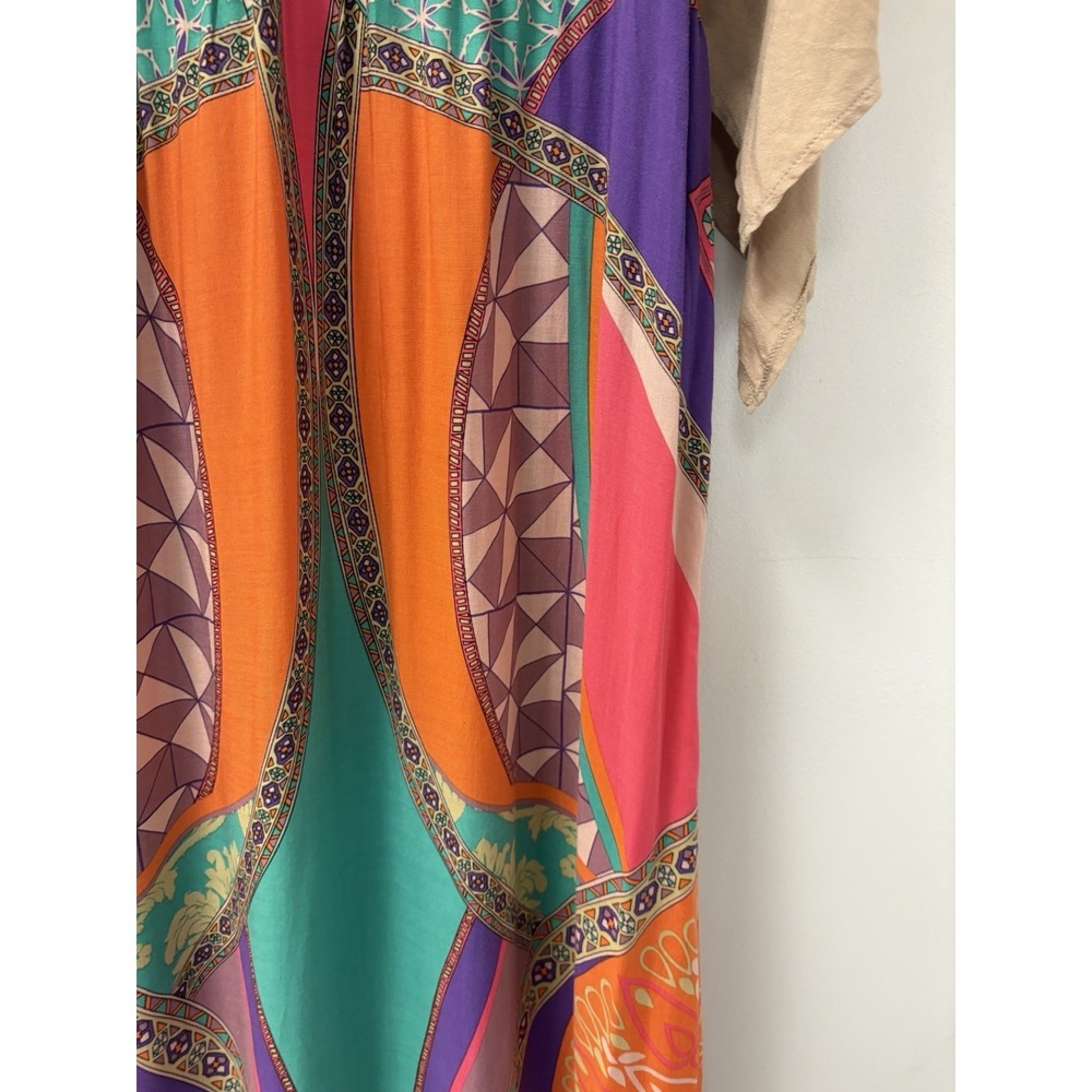 Flying Tomato Anthropologie Maxi Dress Multicolor Fluted Sleeves Boho Vacation - Picture 9 of 16